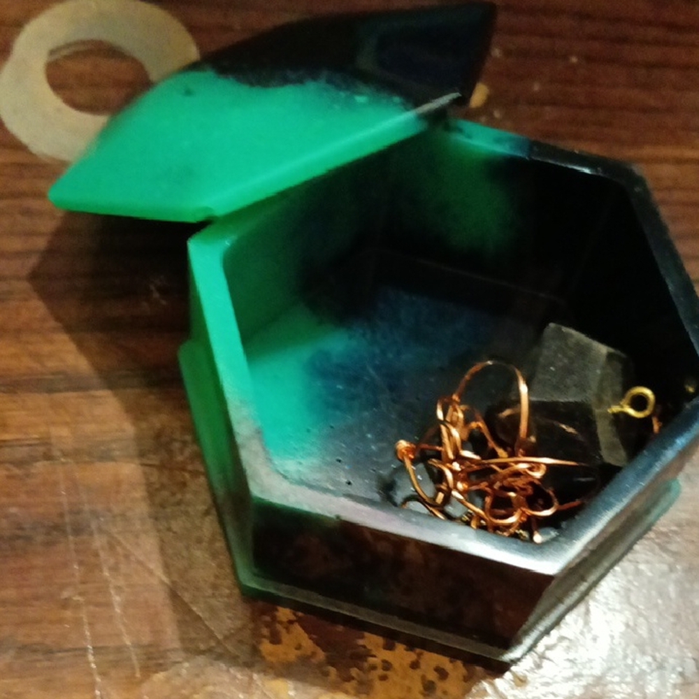 Hexagonal Green and Black Trinket Box